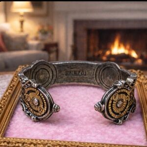 Vintage 1996 Alchemy Carta England Pewter, Silver and Gold Cuff Style Bracelet